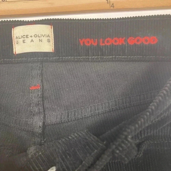 Alice Olivia Pants Black Corduroy Jeans Strait Legs Women Size 24 - Picture 11 of 11